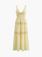 Langes Kleid mit Blumenmuster, V-Ausschnitt und Camisole-Knoten